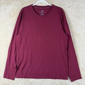 Mack Weldon Mens Large Burgundy Long Sleeve Pima Cotton T Shirt